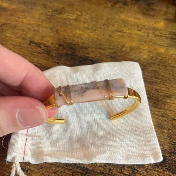 Francesca’s | Gold Pink and Gray Stone Cuff Bracelet - Picture 2 of 4